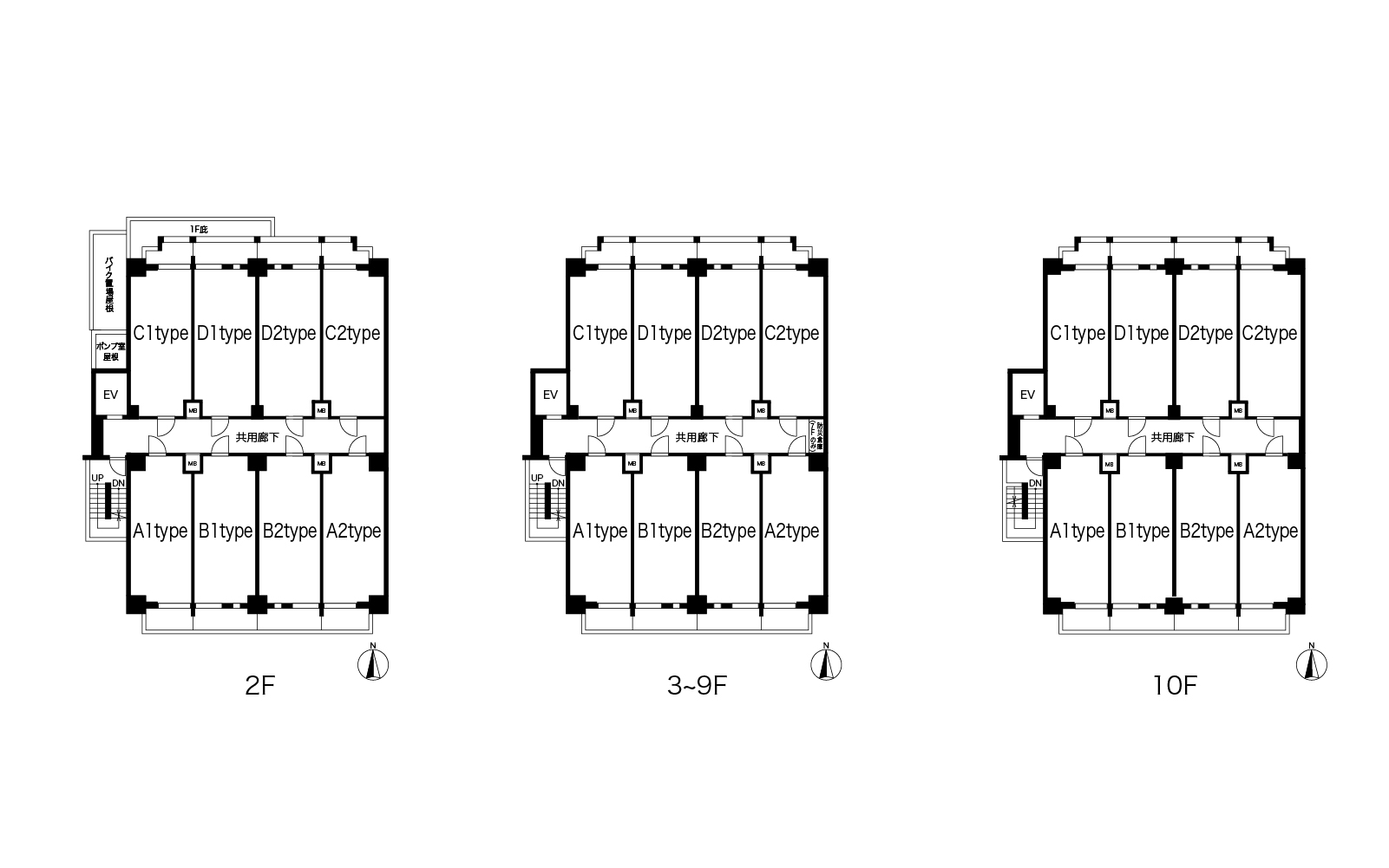 2〜10階平面図