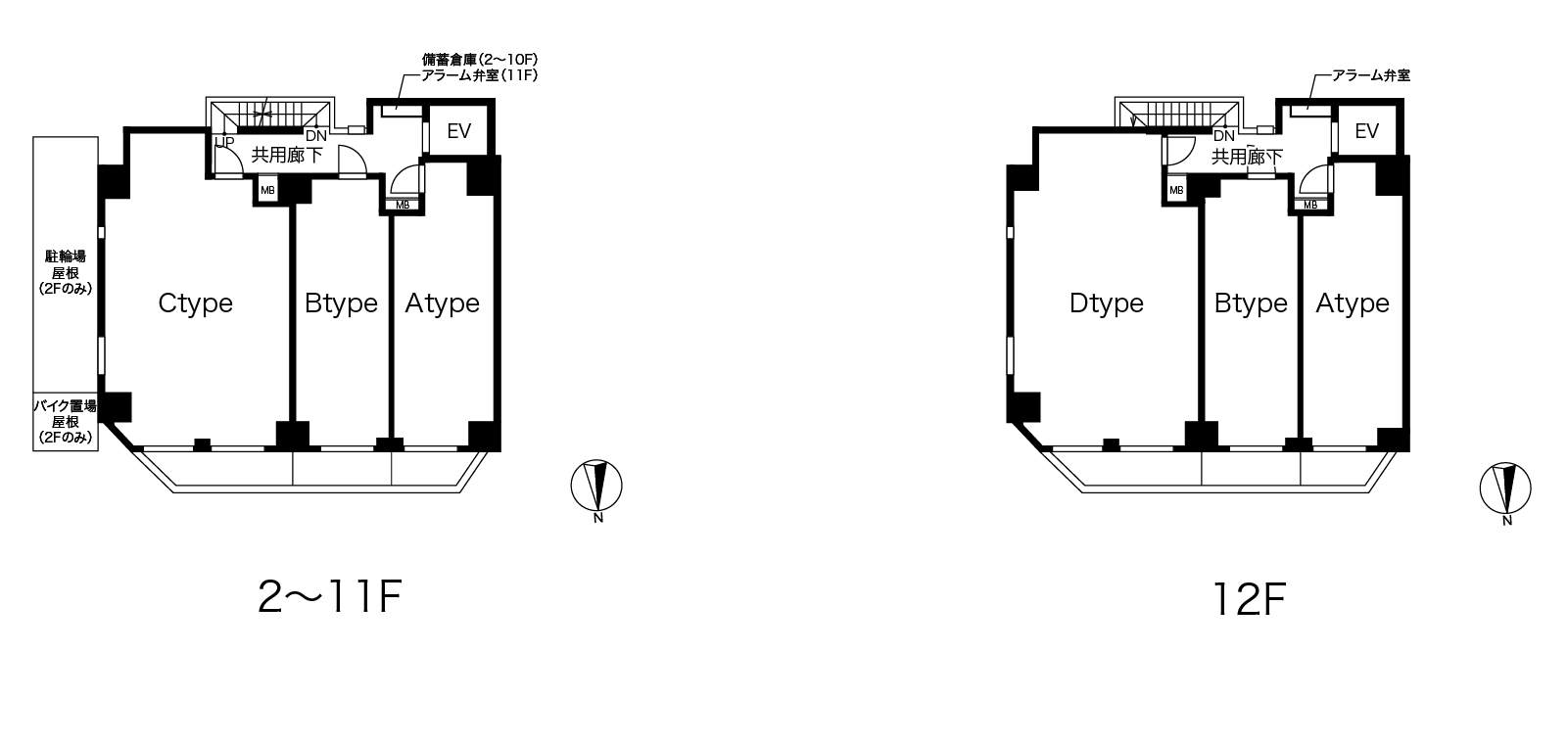 2〜12階平面図