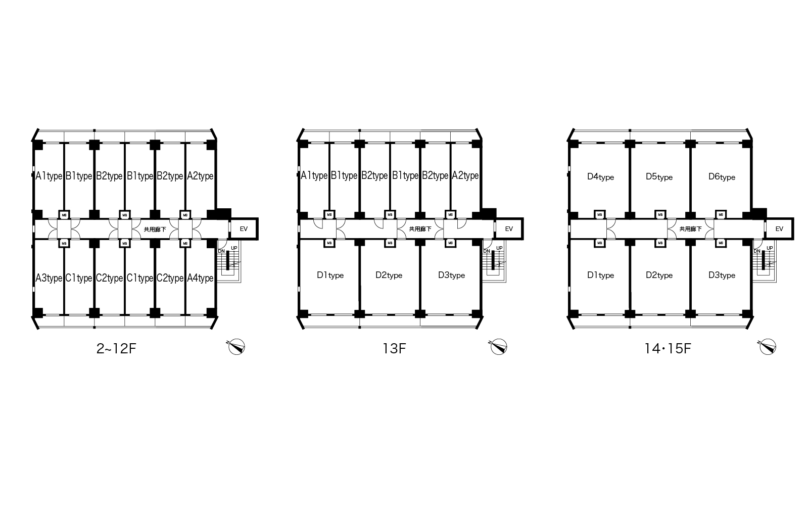 2〜15階平面図