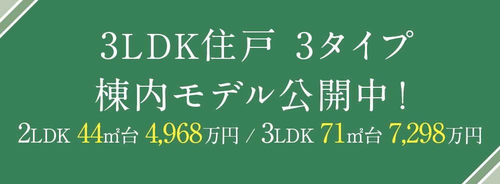 3LDK住戸 3タイプ棟内モデル公開中！